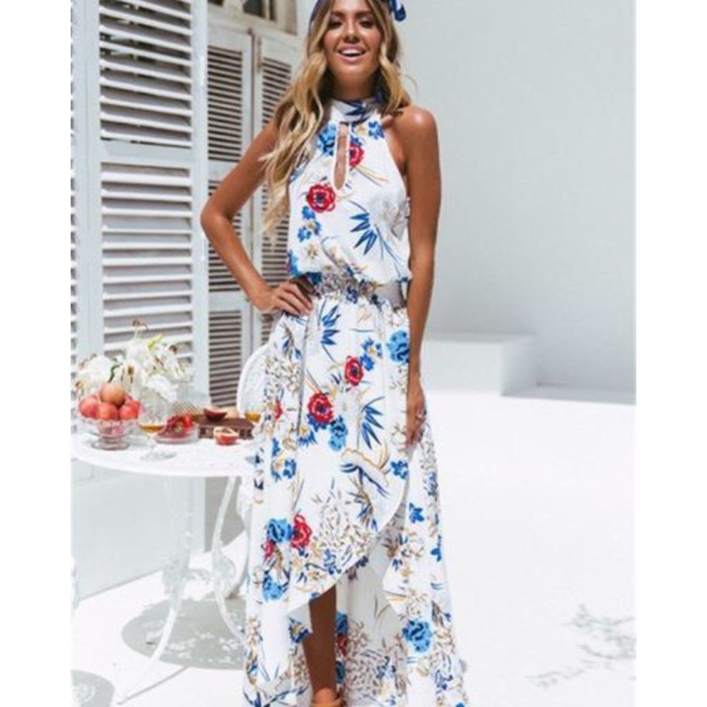 White floral maxi dress